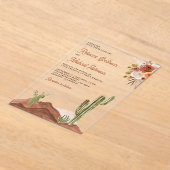 テラコッタ フラワー サボテン ウェディング アクリル招待状 (レイダウン)