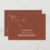 テラコッタ フラワー シンプル コットン 私のウェディングパーティに来てくれませんか 招待状 (正面/裏面)