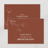 テラコッタ フラワー シンプル コットン 私のウェディングパーティに来て 招待状 (正面/裏面)