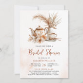 テラコッタ フラワー ティーパーティー QRコード ブライダルシャワー 招待状 (正面)