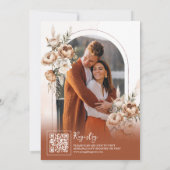 テラコッタ フラワー ティーパーティー QRコード ブライダルシャワー 招待状 (裏面)