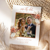 テラコッタ フラワー パンパス グラス セーブ ザ デート カード