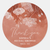 テラコッタ フラワー ブライダル シャワー サンクス スティッカー ラウンドシール (正面)