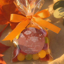 テラコッタ フラワー ブライダル シャワー サンクス スティッカー ラウンドシール