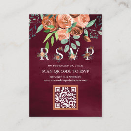 テラコッタ フラワー ブルゴーニュ QRコード RSVP ウェディング エンクロージャーカード