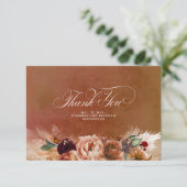 テラコッタ フラワー ボヘミアンスタイル 小さな結婚式のお礼 サンキューカード (スタンド正面)