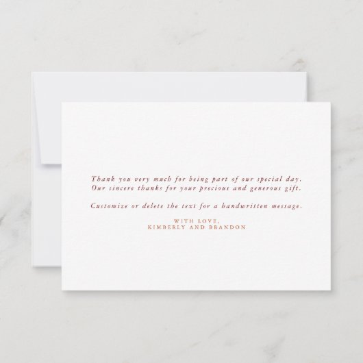 テラコッタ フラワー ボヘミアンスタイル 小さな結婚式のお礼 サンキューカード (裏面)