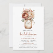 テラコッタ フラワー メイソンジャー フォト ブライダルシャワー 招待状 (正面)