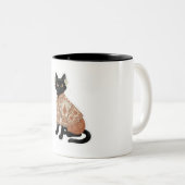 テラコッタ フラワー 黒猫 マグカップ (正面右)