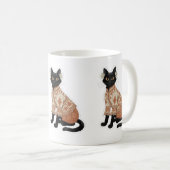 テラコッタ フラワー 黒猫 マグカップ (正面右)