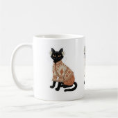 テラコッタ フラワー 黒猫 マグカップ (左)