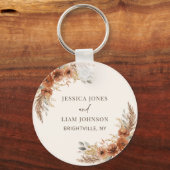 テラコッタ フルール ボヘミアンスタイル ラスティック ウェディング フェイバー キーホルダー (裏面)