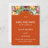 テラコッタ フローラル アーチ セーブ・ザ・デート フォト 招待状 (正面)