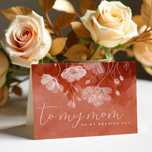 テラコッタ フローラル ウェディングデー カード – 私の母へ