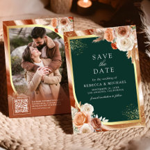 テラコッタ フローラル エメラルド QRコード 写真 結婚式
