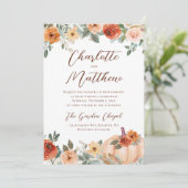 テラコッタ フローラル オータム パンプキン ウェディング 招待状 (スタンド正面)