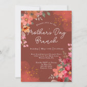 テラコッタ フローラル ゴールド ピーチ 母の日 ブランチ 招待状 (正面)