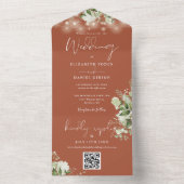 テラコッタ フローラル ストリング ライト QR コード ウェディング オールインワン招待状 (内側)