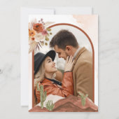 テラコッタ フローラル デザート カクタス フォト ウェディング セーブザデート (裏面)