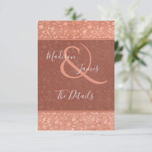 テラコッタ フローラル ハーツ ヴァインズ ウェディング 挿入カード 招待状 (スタンド正面)