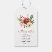 テラコッタ フローラル パイン ボウ ウェディング サンクス ギフトタグ (正面)