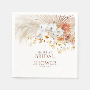 テラコッタ フローラル パンパス グラス イベント スタンダードカクテルナプキン