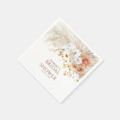 テラコッタ フローラル パンパス グラス イベント スタンダードカクテルナプキン (角)