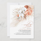 テラコッタ フローラル パンパス グラス カップル シャワー 招待状 (正面)