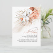 テラコッタ フローラル パンパス グラス ブライダル シャワー 招待状 (スタンド正面)