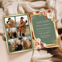 テラコッタ フローラル パンパス ゴールド セージ グリーン ウェディング
