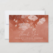 テラコッタ フローラル ブライダル シャワー 感謝カード (正面)