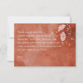 テラコッタ フローラル ブライダル シャワー 感謝カード (裏面)