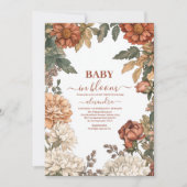 テラコッタ フローラル ベイビー イン ブルーム ベイビー シャワー 招待状 (正面)