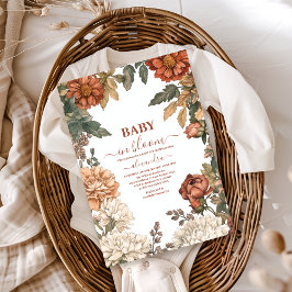 テラコッタ フローラル ベイビー イン ブルーム ベイビー シャワー 招待状