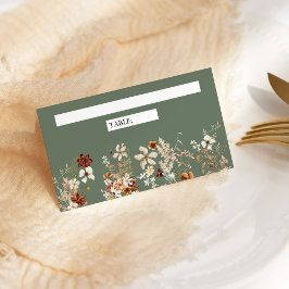 テラコッタ フローラル ワイルドフラワー セージ グリーン ウェディング プレイスカード