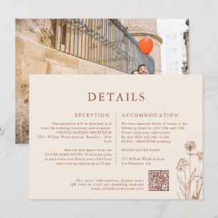 テラコッタ フローラル 秋 ワイルドフラワー ウェディング 詳細 エンクロージャーカード