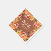 テラコッタ ブライダル シャワーの秋の花 スタンダードカクテルナプキン (角)