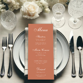 テラコッタ ブラウン シンプル エレガント スクリプト カリグラフィー メニュー