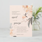 テラコッタ ブラッシュ ウォーターカラー フラワーズ ウェディング 招待状 (スタンド正面)