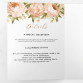 テラコッタ ブルーミング ローズ ハイドランジア フラワーの結婚式 三つ折り案内状 (内部最初)