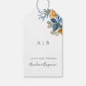 テラコッタ ブルー ラスト エレガント サンクス ウェディング ギフトタグ (裏面)