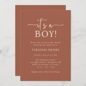 テラコッタ ベビーシャワー 招待状 (正面/裏面)
