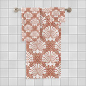 テラコッタ&ホワイトシーシェル バスタオルセット