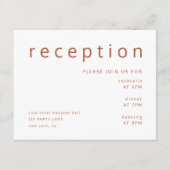 テラコッタ&ホワイトタイポグラフィウェディングレセプション エンクロージャーカード (正面)