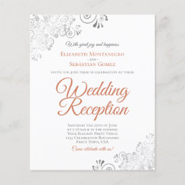 テラコッタ&ホワイトバジェットウェディングレセプション招待状