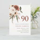 テラコッタ&ホワイトボホフローラ90thバースデーパーティー 招待状 (スタンド正面)