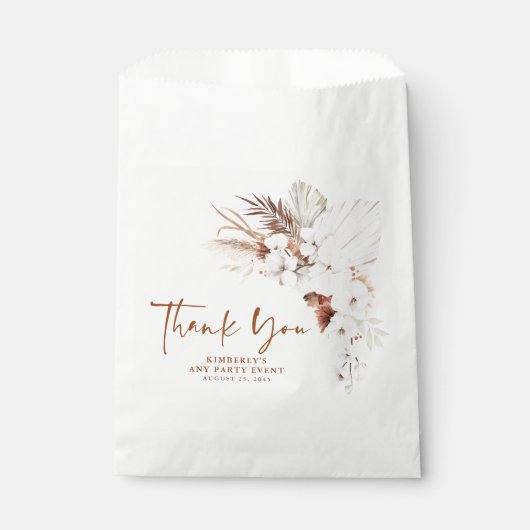 テラコッタ ホワイト アイボリー フラワーズ ボヘミアンスタイル サンクス フェイバーバッグ (正面)