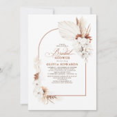 テラコッタ ホワイト フラワーズ ボヘミアンチック ブライダルシャワー 招待状 (正面)