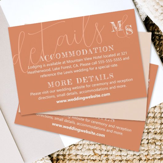 テラコッタ ホワイト 書道 結婚式 出席確認カード エンクロージャーカード