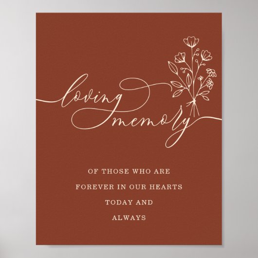 テラコッタ ボタニカル フラワーブーケ 愛の記憶 ポスター (正面)